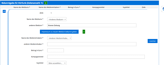 Screenshot des eRTR Portals.
