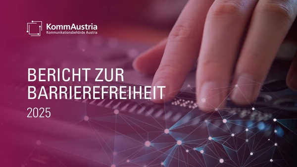 Das Logo und Deckblatt des heurigen Barrierefreiheitsbericht der KommAustria.
