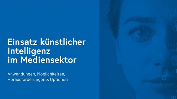 Themenbild der Veranstaltung mit Titel der Veranstaltung. Frauenkopf auf blauem Hintergrund. Halbseitig überdeckt von transparenten Nullen und Einsern.