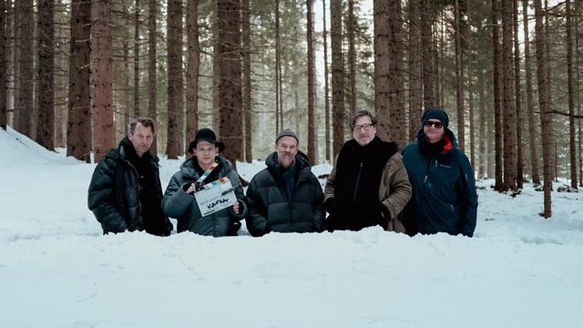 Von links nach rechts: Kameramann Martin Gschlacht, Joel Basman (Kafka), Felix Römer (Kutscher), Regisseur David Schalko, Produzent John Lueftner