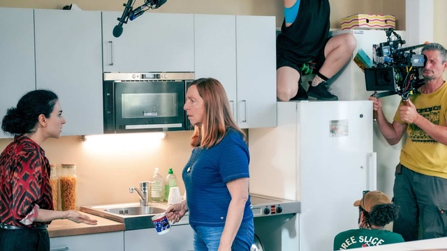 Mariam Hage, Susi Stach und Kameramann Enzo Brandner bei den Dreharbeiten.