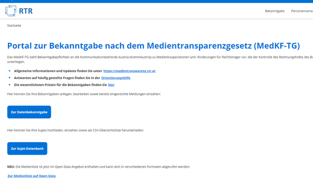 Portal Bekanntgabe MedKF-TG