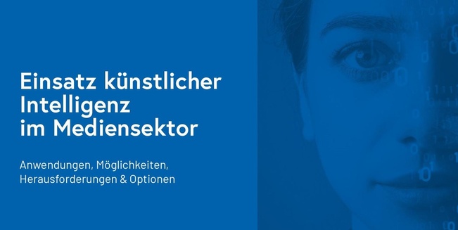 Themenbild der Veranstaltung mit Titel der Veranstaltung. Frauenkopf auf blauem Hintergrund. Halbseitig überdeckt von transparenten Nullen und Einsern.