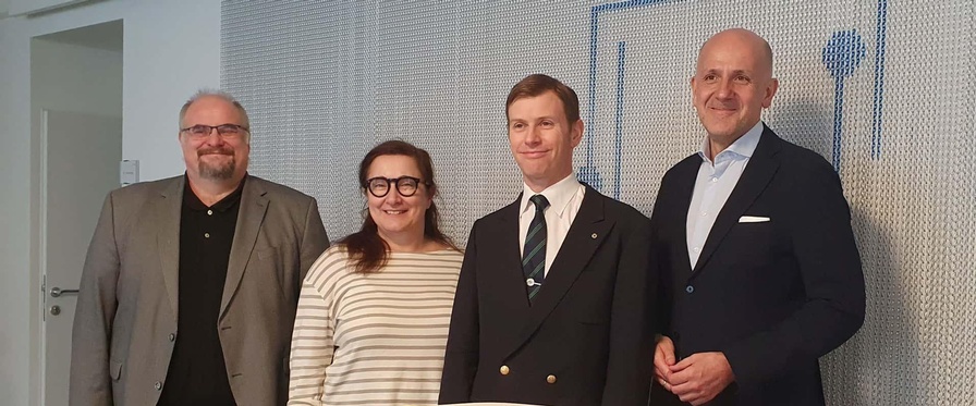 Gruppenporträt. Von links im Bild Mag. Michael Ogris, Dr.in Susanne Lackner, Dr. Matthias Schmidl, Mag. Wolfgang Struber