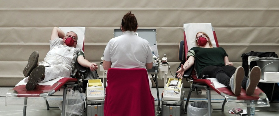 Blutspender und Blutspenderin