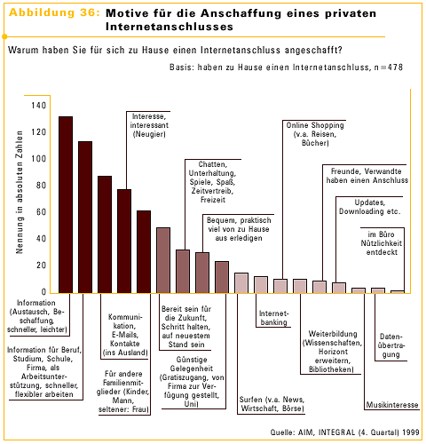 Abbildung 36: Motive für die Anschaffung eines privaten Internetanschlusses